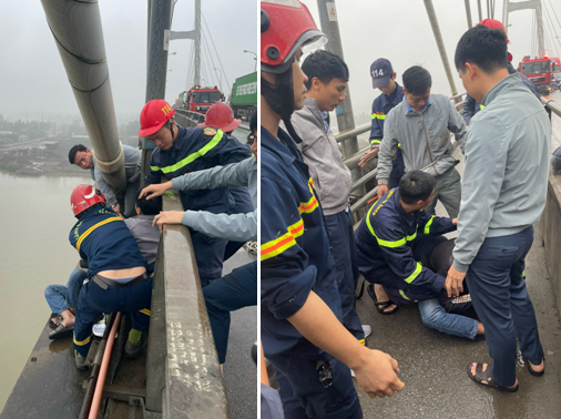 Cảnh sát PCCC và CNCH cứu được thanh niên định nhảy cầu tự tử